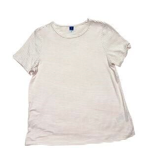 Old Navy Pink & White Striped Women's Oversized XS Short Sleeve Crew Neck Top